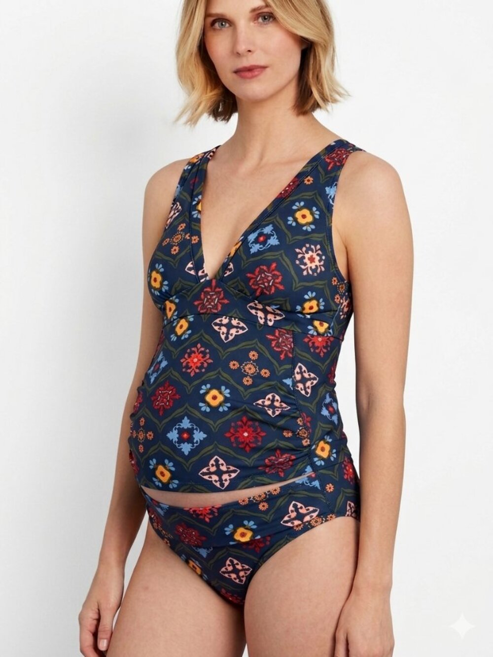 A Pea in the Pod Women’s Maternity Tankini Set Floral Navy Size Small New